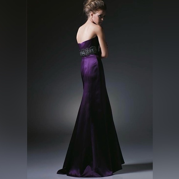 Love Eggplant Satin formal gown with beaded waist - Picture 6 of 12
